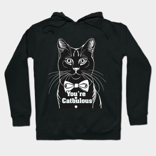 You’re Catbulous - Elegant Cat in Black and White with a Tie Hoodie